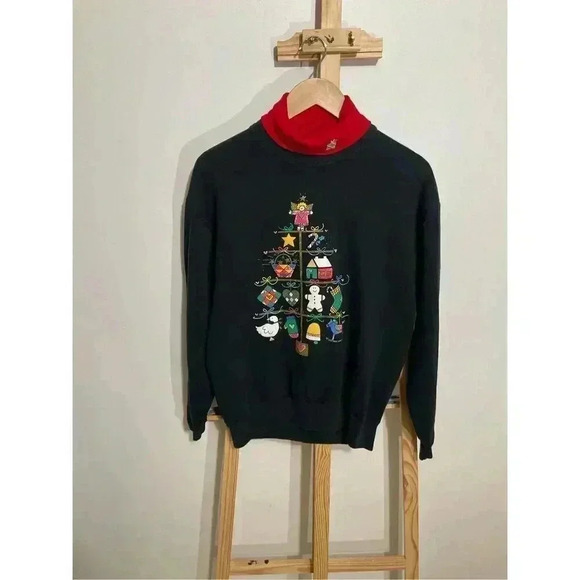 Vintage 1990s Gopher Sport Christmas Sweater Turtleneck Pullover Christmas Tree - Picture 1 of 8